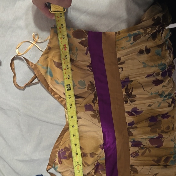 Spense Vintage Floral Sleeveless Silk Dress Sz 10 Gold/purple - Picture 8 of 8